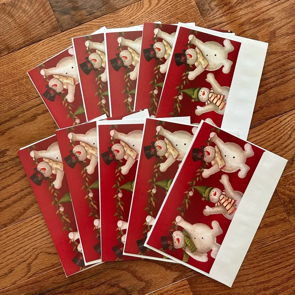 New 10 of Holiday Cards “3 Happy Snowman” with envelopes.